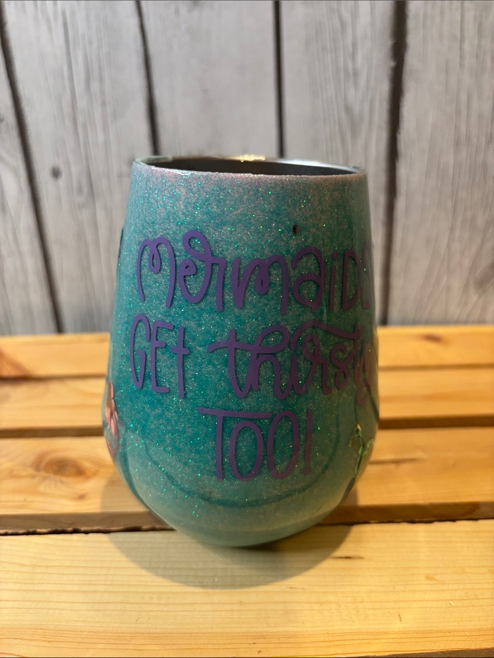 Handmade epoxy glitter wine cup purple and blue